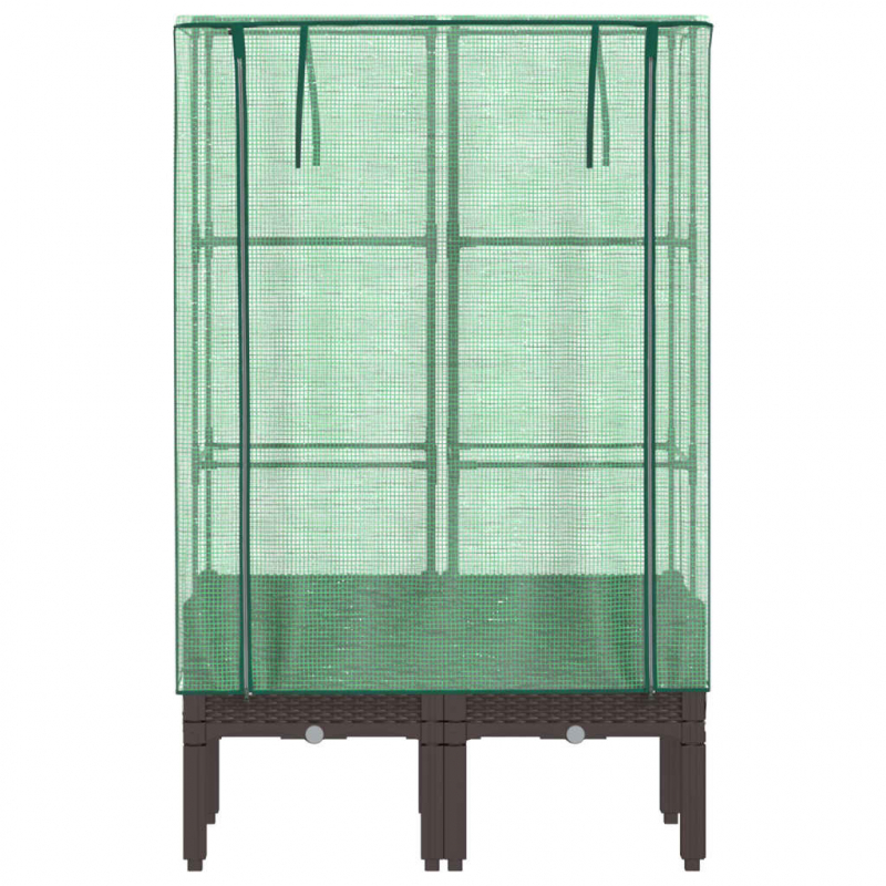 Hochbeet mit Gewächshaus-Aufsatz Rattan-Optik 80x40x140 cm