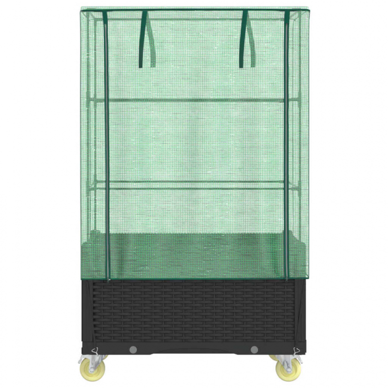 Hochbeet mit Aufsatz und Rollen Rattan-Optik 80x50x182 cm