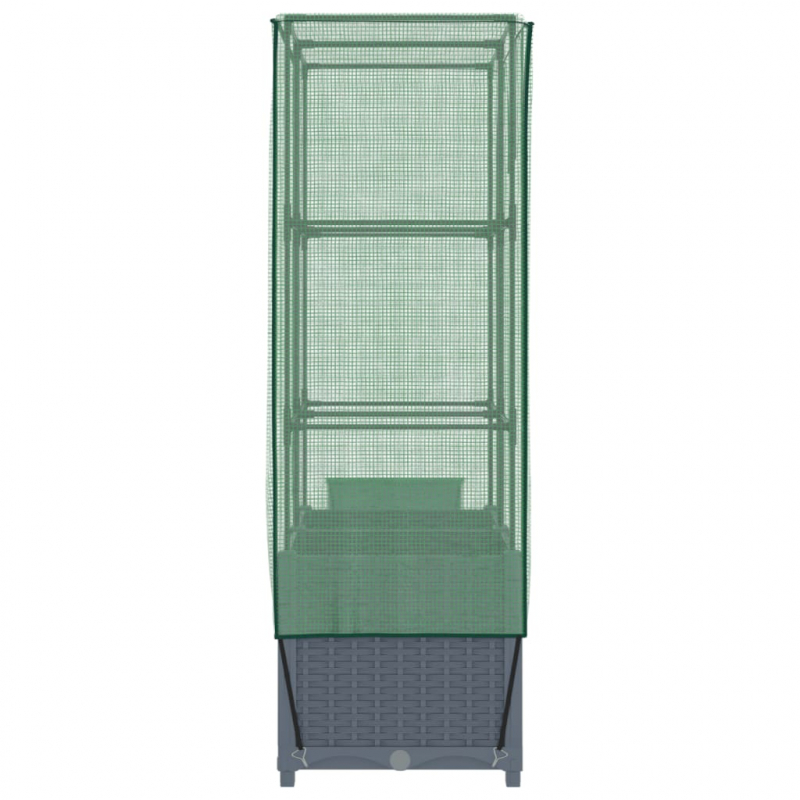 Hochbeet mit Gewächshaus-Aufsatz Rattan-Optik 80x40x138 cm