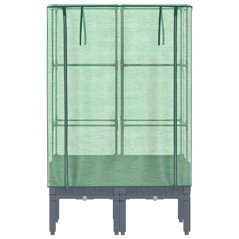 Hochbeet mit Gewächshaus-Aufsatz Rattan-Optik 80x40x140 cm