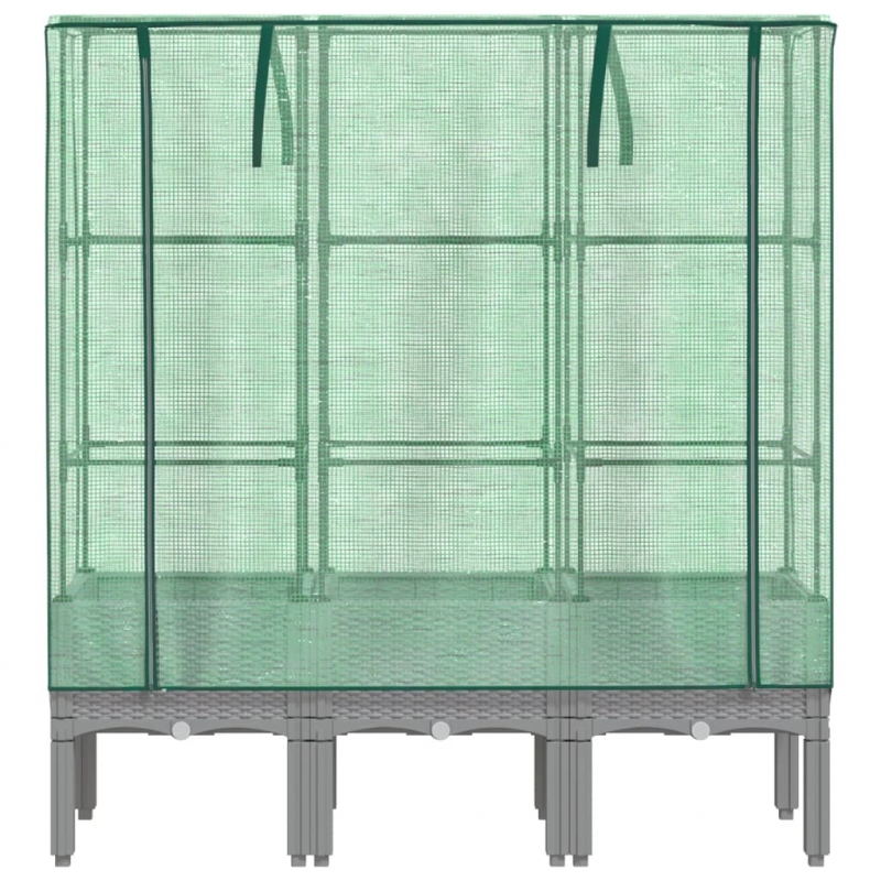 Hochbeet mit Gewächshaus-Aufsatz Rattan-Optik 120x40x140 cm