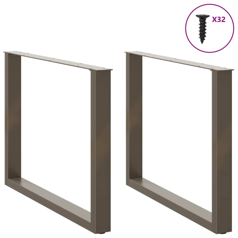 Esstischbeine U-Form 2 Stk. Naturstahl 100x(72-73) cm Stahl