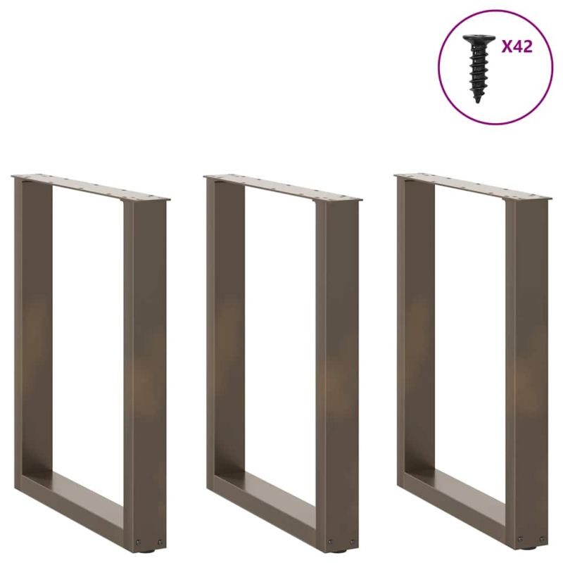 Couchtischbeine U-Form 3 Stk. Naturstahl 70x(72-73) cm Stahl