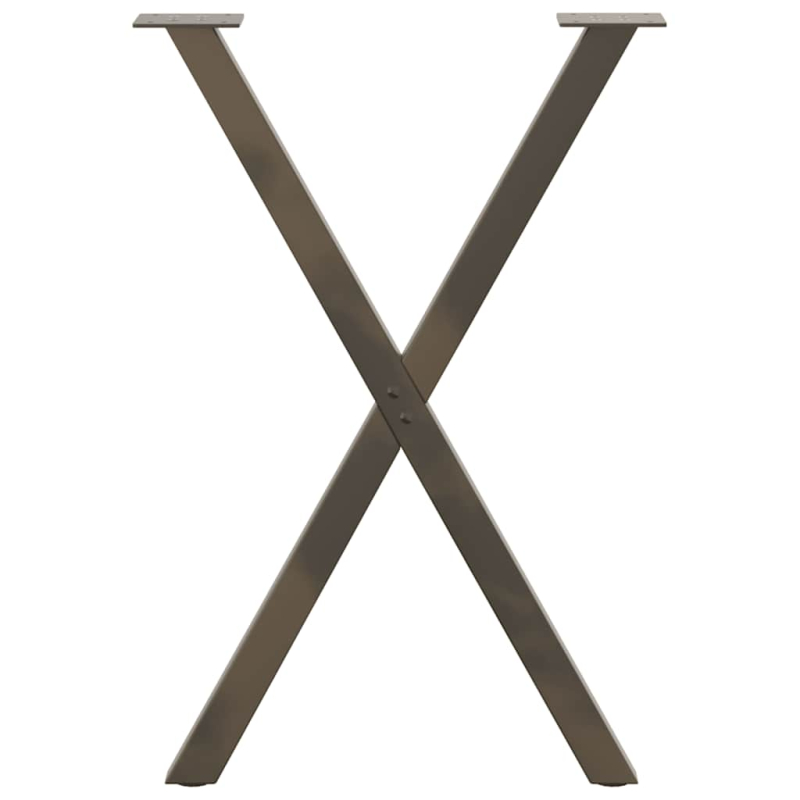 Esstischbeine X-Form 2 Stk. Naturstahl 57x(72-73) cm Stahl