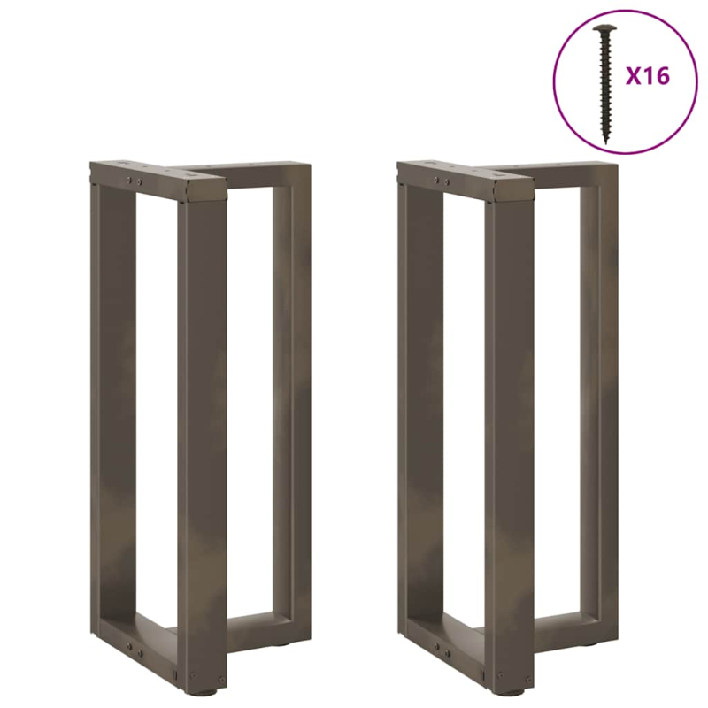Bartischbeine T-Form 2 Stk. Naturstahl 40x35x(90-91) cm Stahl