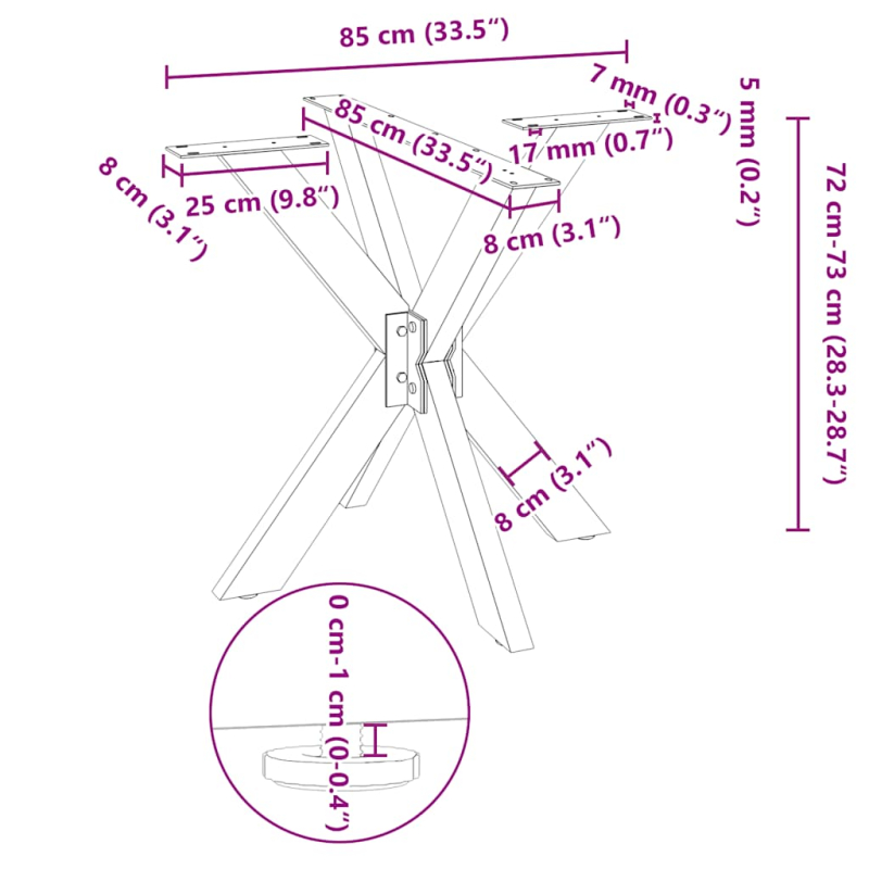 Esstischbein in Spinnenform Weiß 85x85x(72-73) cm Stahl