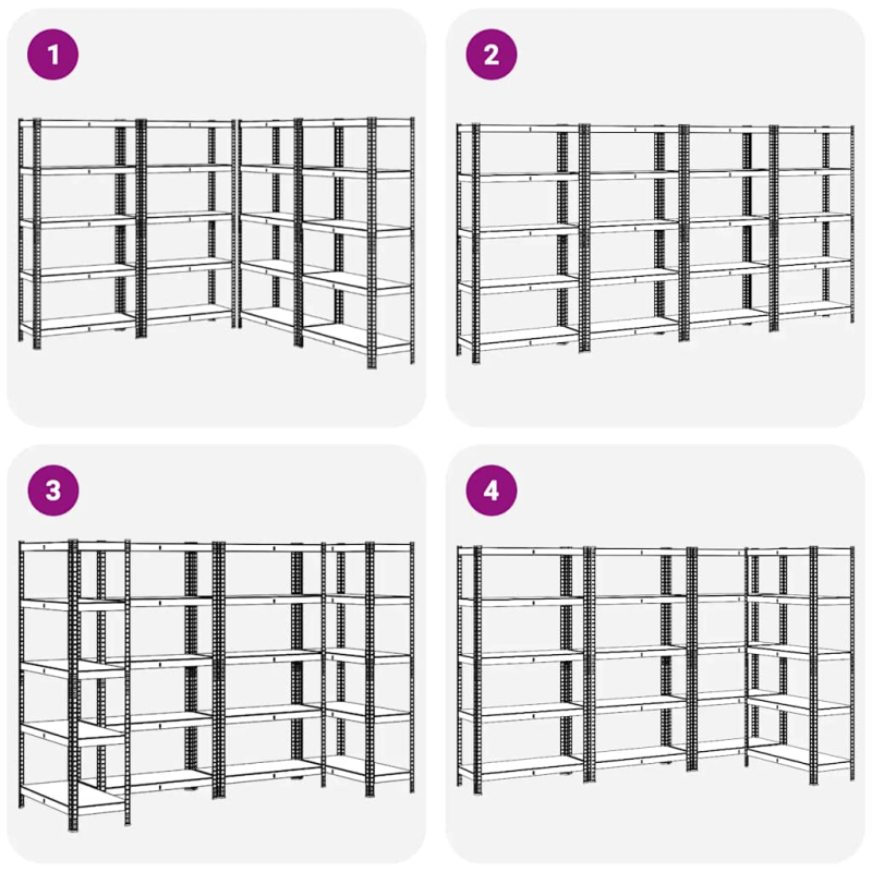 Lagerregale mit 5 Böden 4 Stk. Blau Stahl & Holzwerkstoff