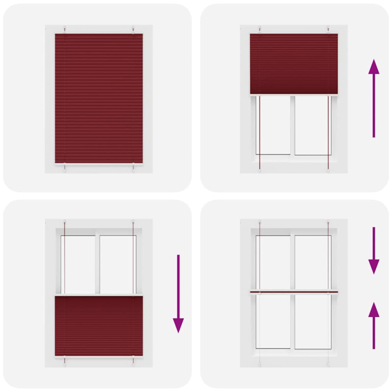 Plissee Bordeauxrot 90x100 cm Stoffbreite 89,4 cm Polyester