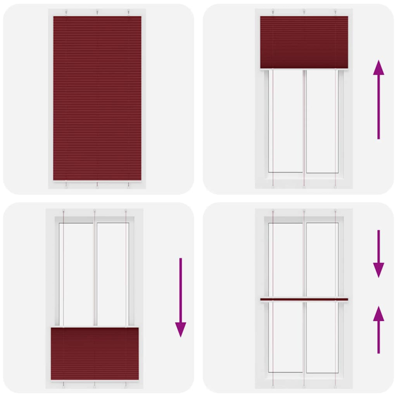 Plissee Bordeauxrot 105x200 cm Stoffbreite 104,4 cm Polyester