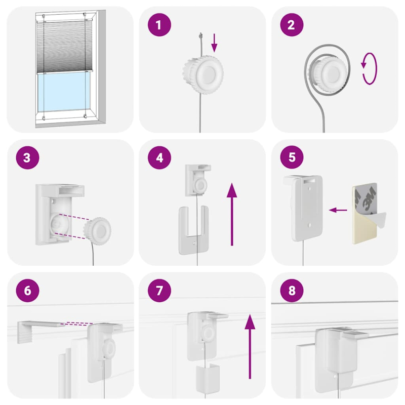 Plissee Weiß 80x200 cm Stoffbreite 79,4 cm Polyester