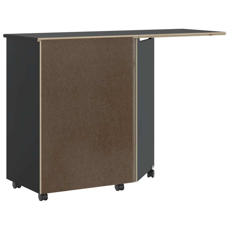 Rollschrank mit Schreibtisch MOSS Schwarz Massivholz Kiefer