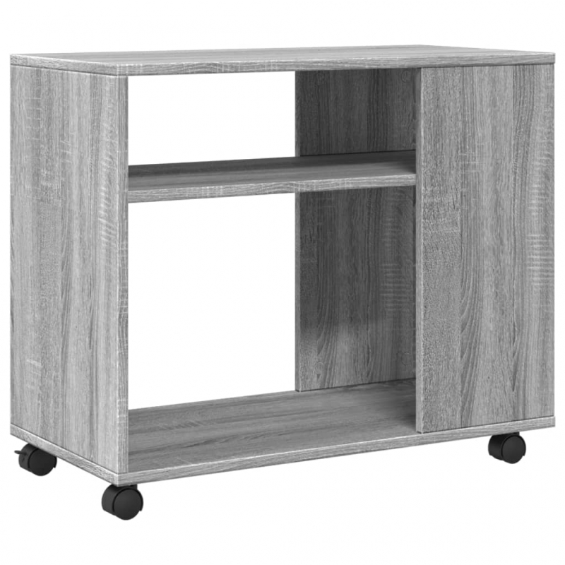 Beistelltisch mit Rollen Grau Sonoma 70x35x60 Holzwerkstoff
