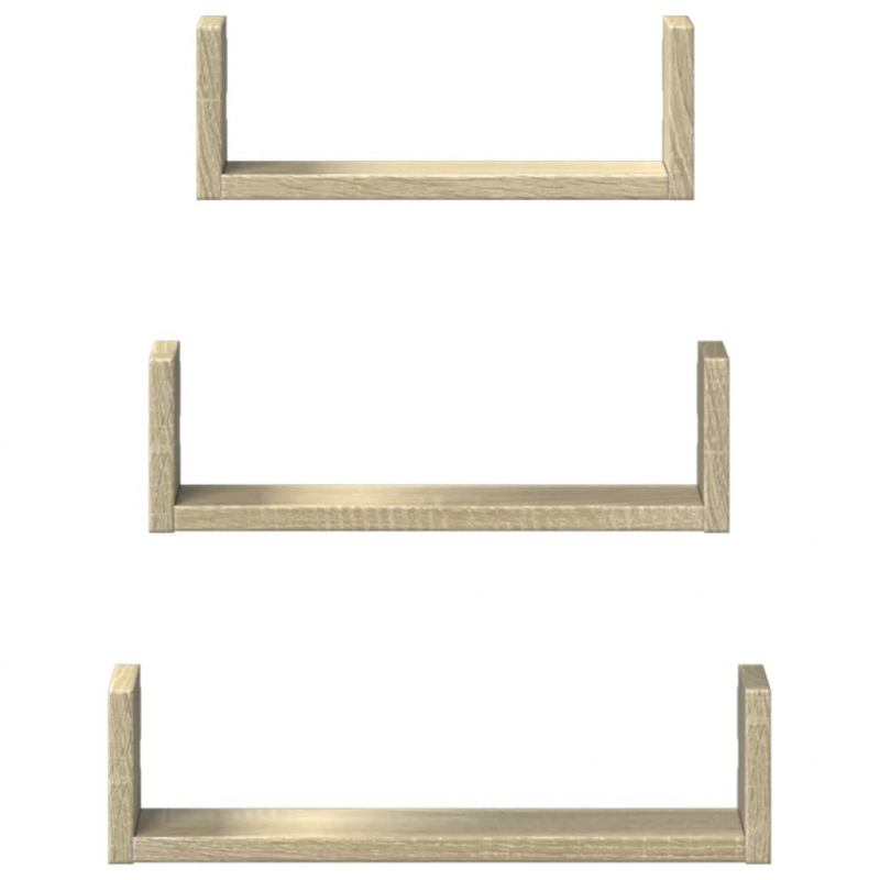Wandregal 3 Stk. Sonoma-Eiche Holzwerkstoff