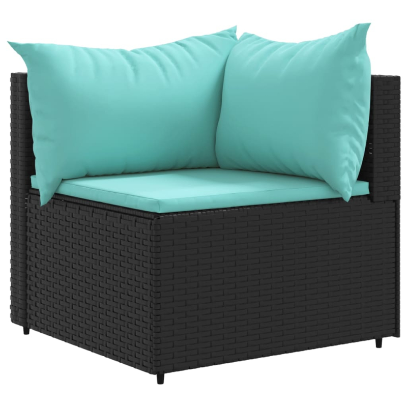 10-tlg. Garten-Lounge-Set mit Kissen Schwarz Poly Rattan