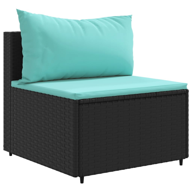 10-tlg. Garten-Lounge-Set mit Kissen Schwarz Poly Rattan