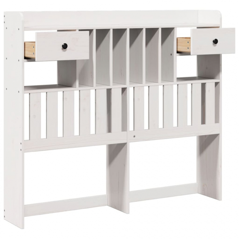 Kopfteil mit Stauraum Weiß 135 cm Massivholz Kiefer