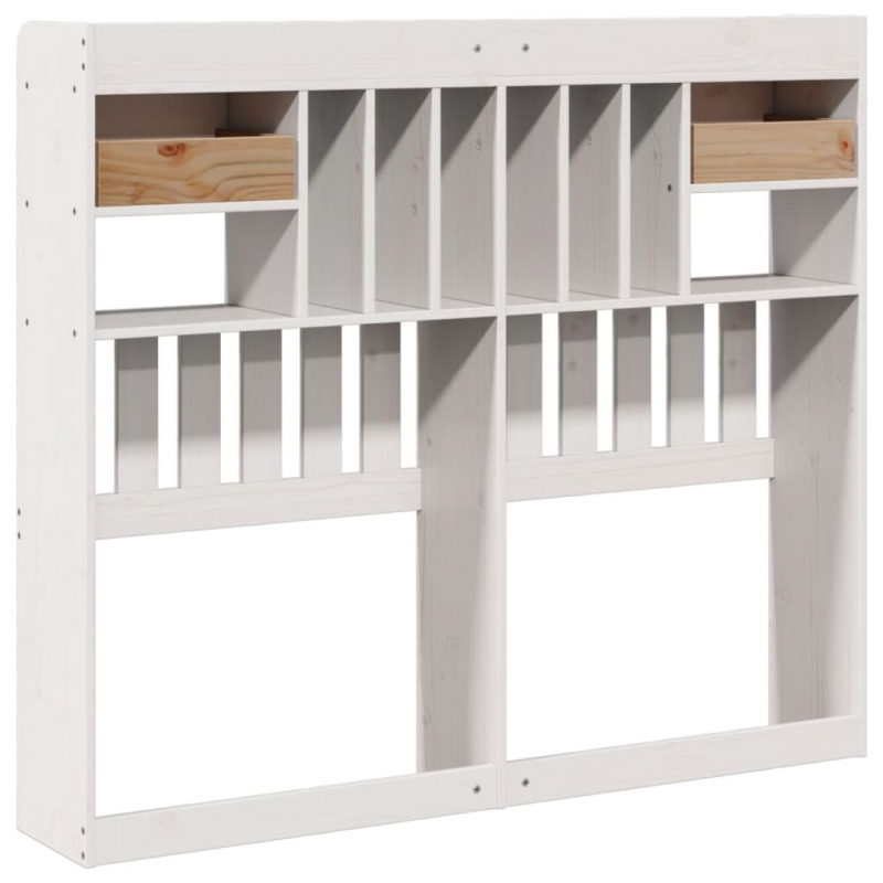 Kopfteil mit Stauraum Weiß 135 cm Massivholz Kiefer