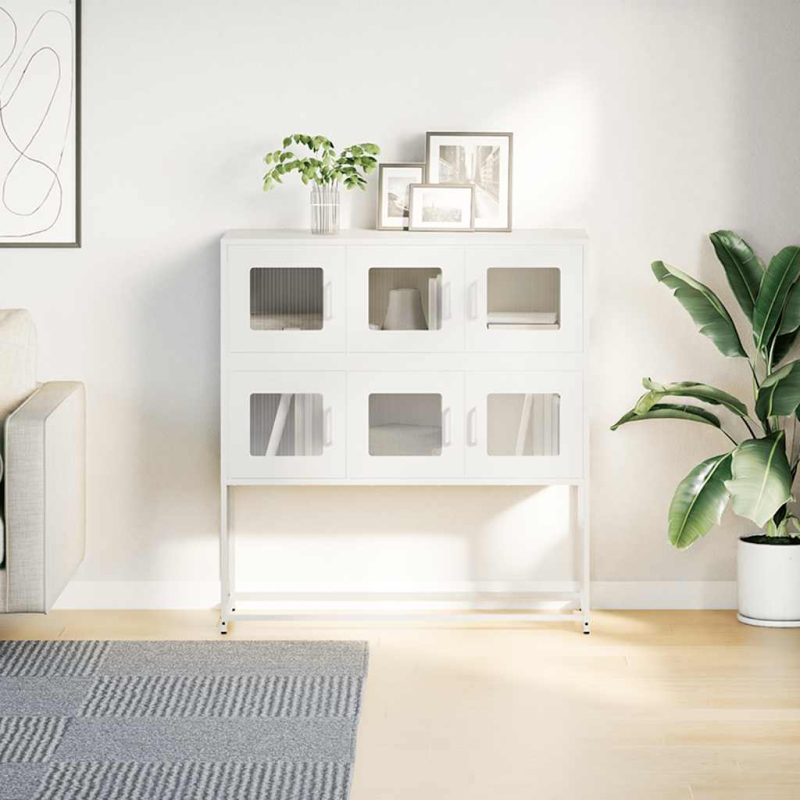 Sideboard Weiß 100,5x39x107 cm Kaltgewalzter Stahl