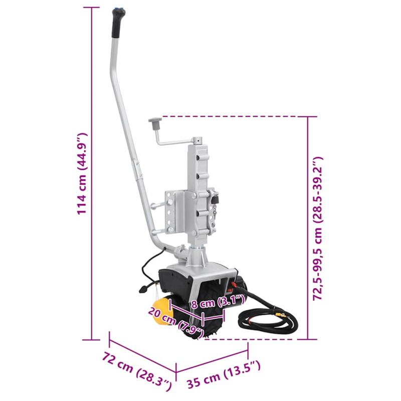 Stützrad für Anhänger 12 V 550 W Aluminium