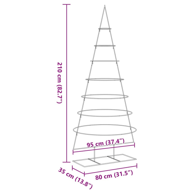 Metall-Weihnachtsbaum zum Dekorieren Schwarz 210 cm