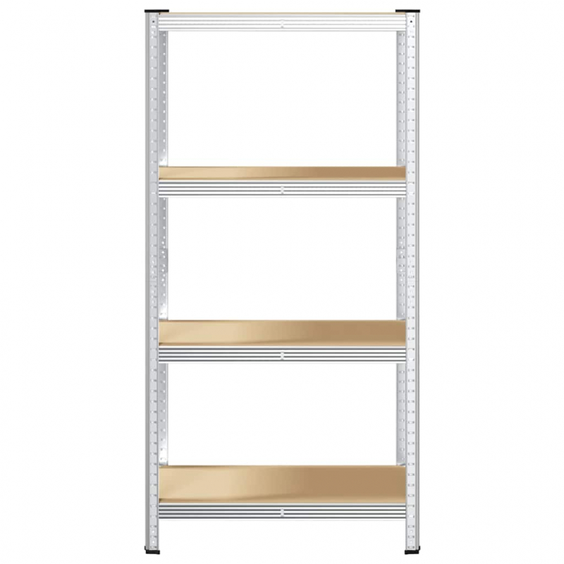 Lagerregal mit 4 Böden Silbern Stahl & Holzwerkstoff