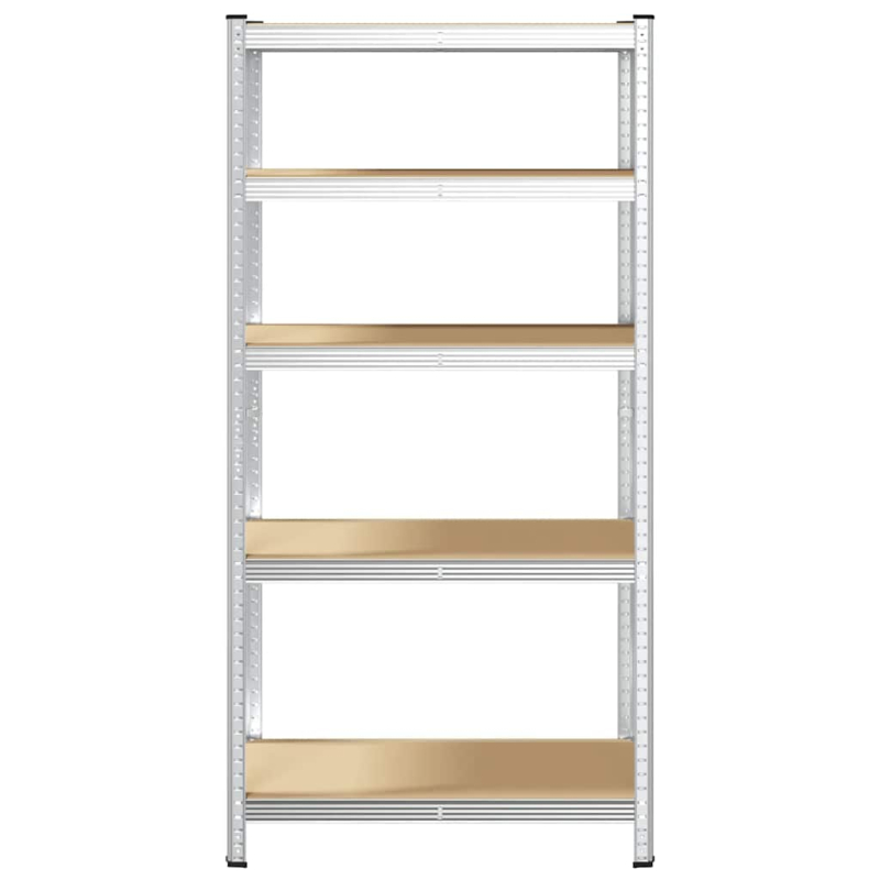 Lagerregal mit 5 Böden Silbern Stahl & Holzwerkstoff