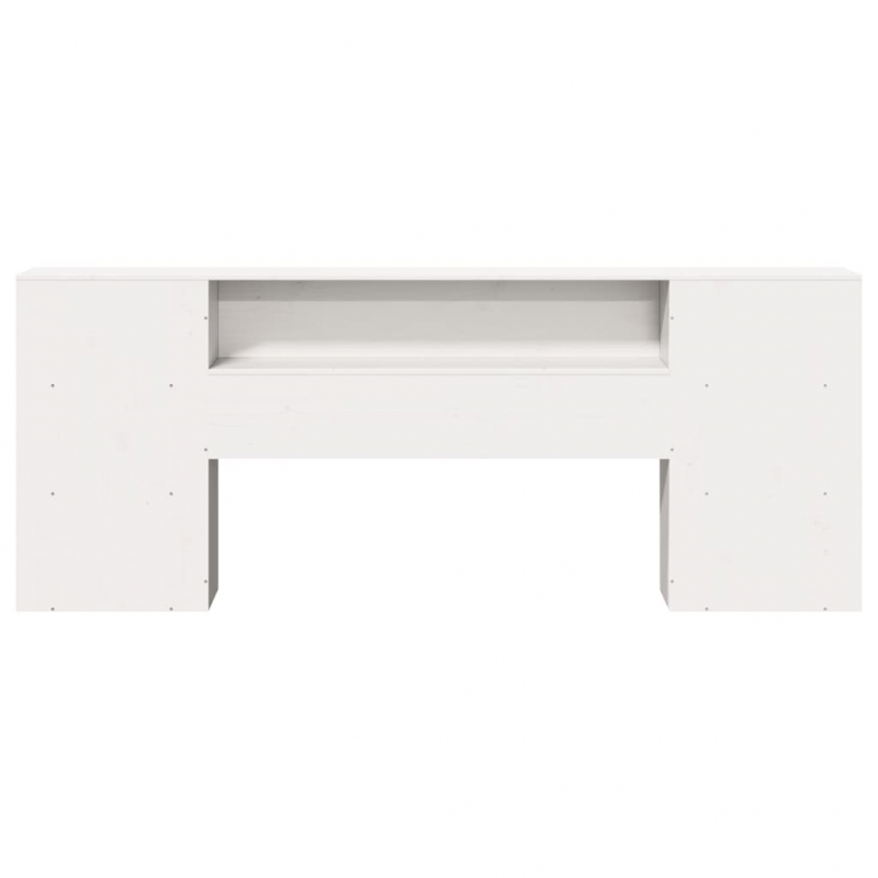 Kopfteil mit Stauraum Weiß 200 cm Massivholz Kiefer