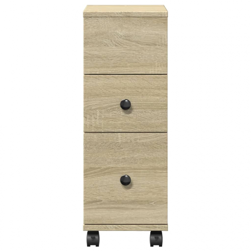 Schmaler Badschrank mit Rädern Sonoma-Eiche Holzwerkstoff