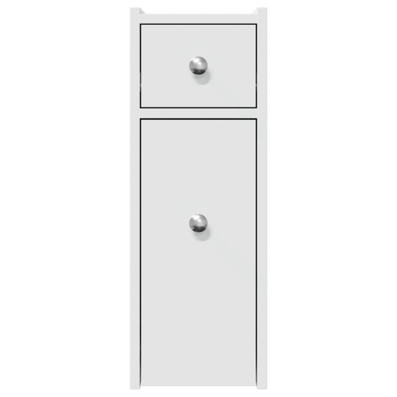 Badschrank Schmal mit Rollen Weiß Holzwerkstoff