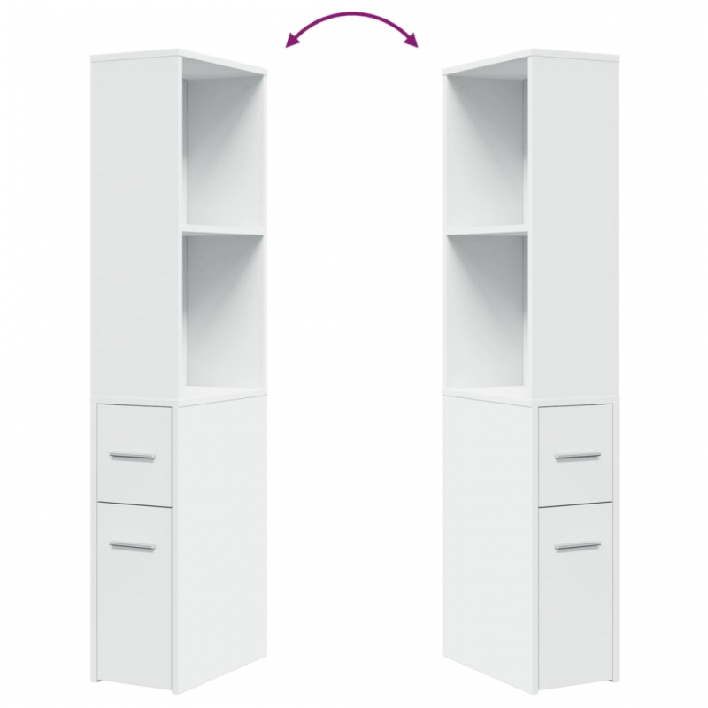 Badschrank Schmal mit Rollen Weiß Holzwerkstoff