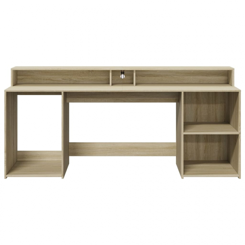LED-Schreibtisch Sonoma-Eiche 200x55x91 cm Holzwerkstoff