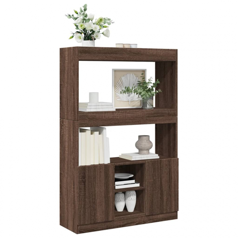 Highboard Braun Eichen-Optik 92x33x140 cm Holzwerkstoff