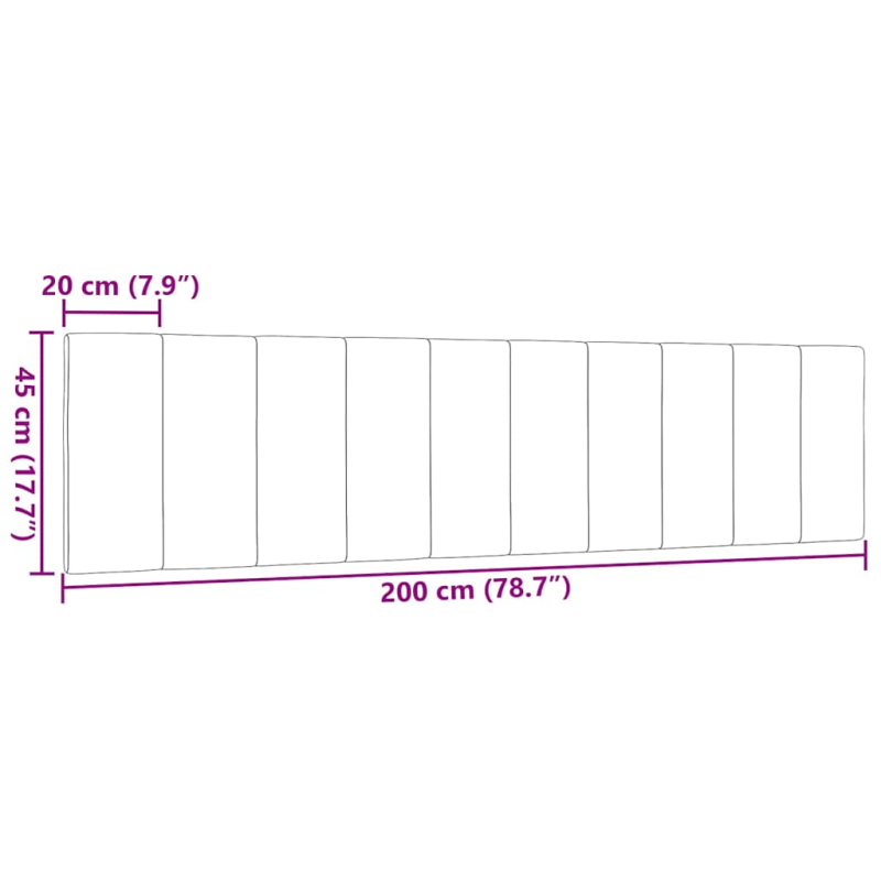 Kopfteil-Kissen Schwarz 200 cm Stoff