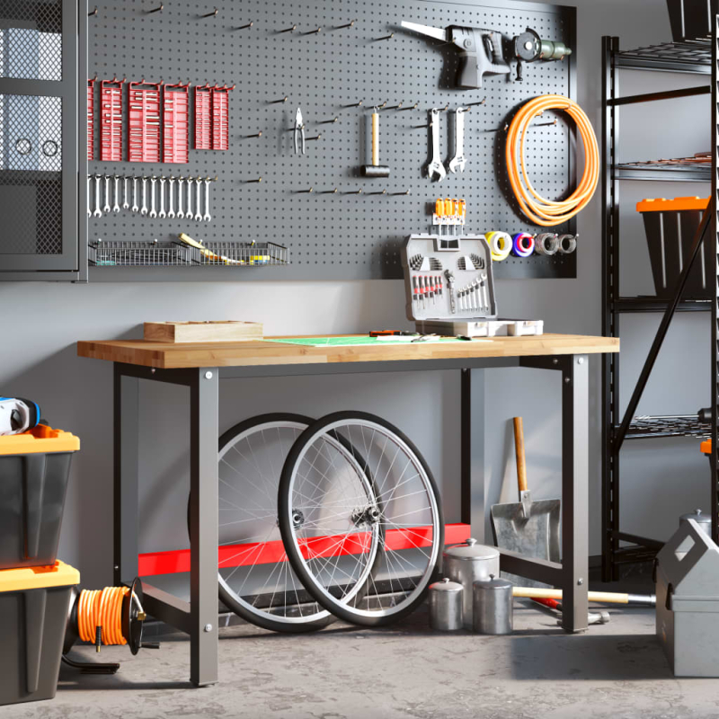 Werkbank 140x60x83 cm Massivholz Akazie Rechteckig