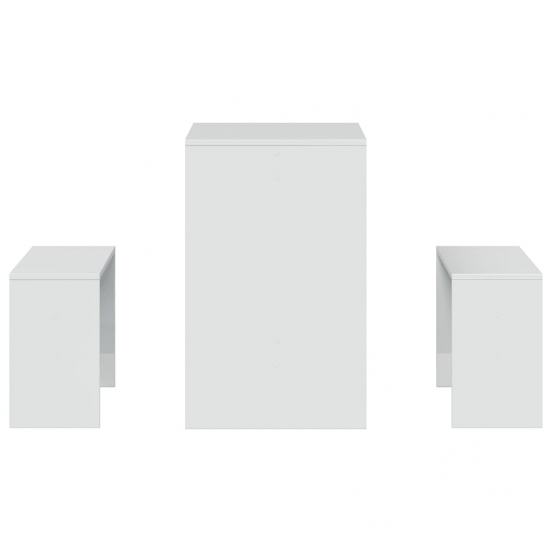 3-tlg. Esstisch und Bank Set Hochglanz-Weiß Holzwerkstoff