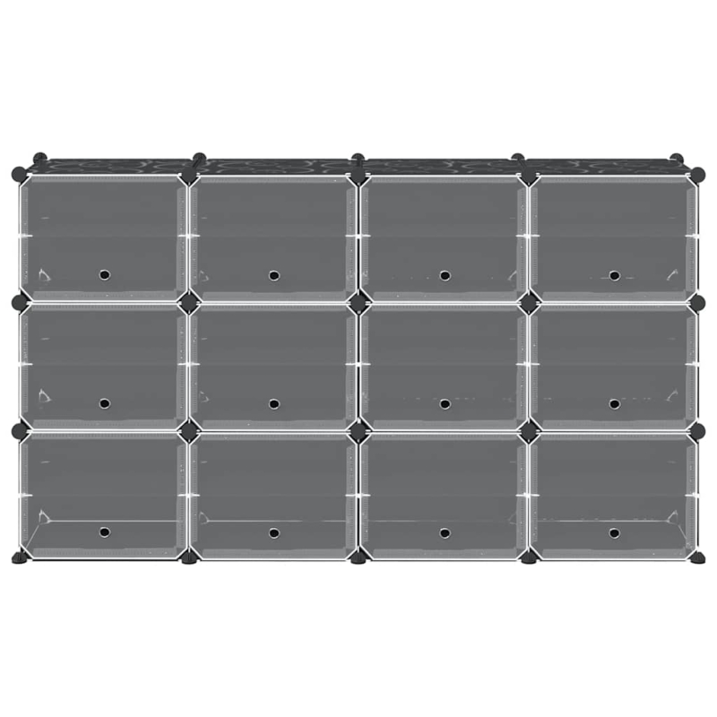 Regalsystem mit 12 Würfeln und Türen Schwarz PP