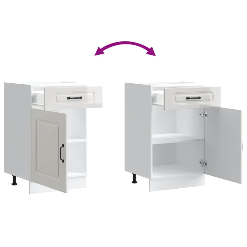 Küchenunterschrank Kalmar Hochglanz-Weiß Holzwerkstoff