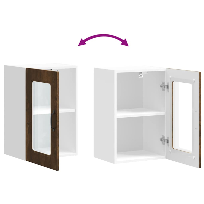 Küchen-Hängeschrank mit Glastür Kalmar Räuchereiche Holzwerkstoff