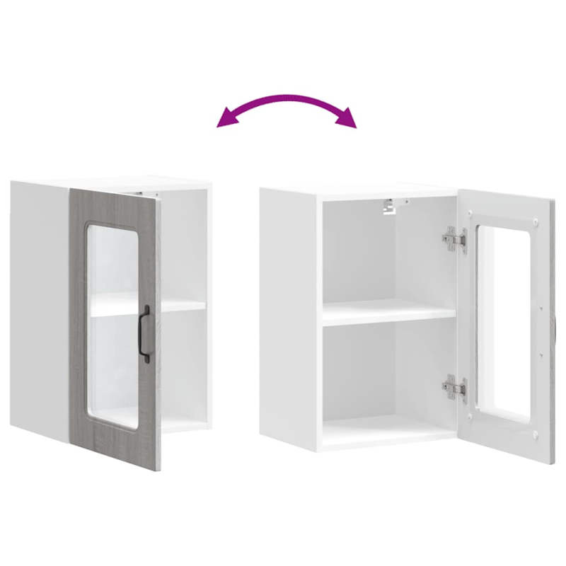 Küchen-Hängeschrank mit Glastür Kalmar Grau Sonoma Holzwerkstoff