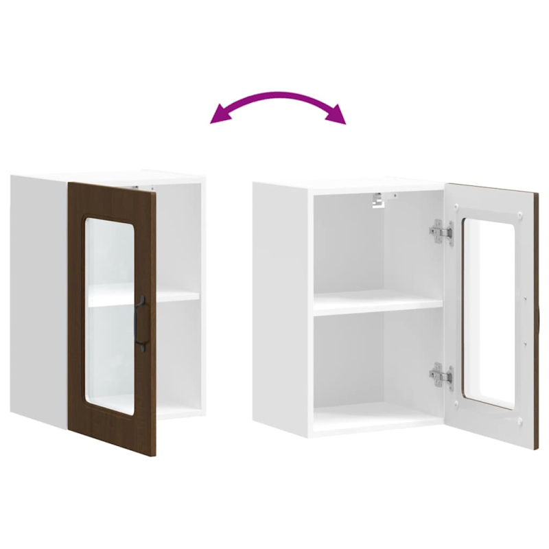 Küchen-Hängeschrank mit Glastür Kalmar Braun Eichen-Optik