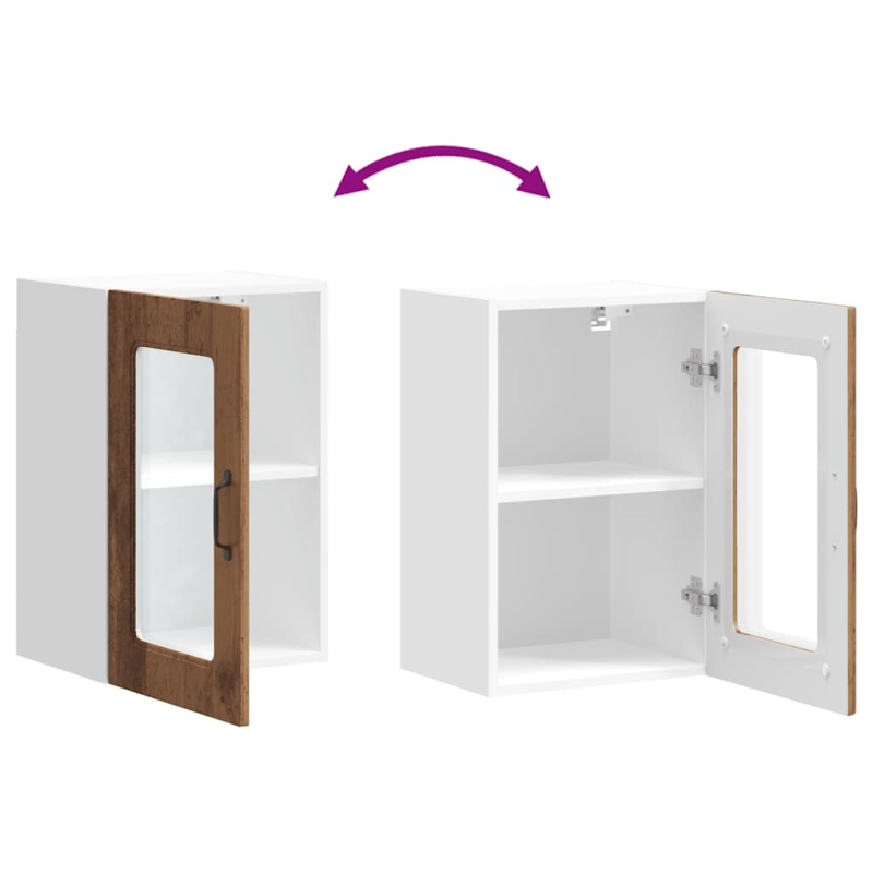 Küchen-Hängeschrank mit Glastür Kalmar Altholz-Optik Holzwerkstoff