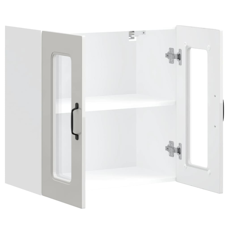 Küchen-Hängeschrank mit Glastür Kalmar Hochglanz-Weiß Holzwerkstoff