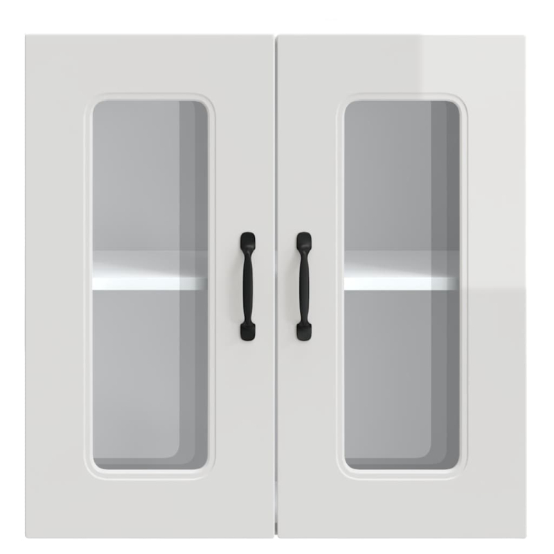 Küchen-Hängeschrank mit Glastür Kalmar Hochglanz-Weiß Holzwerkstoff