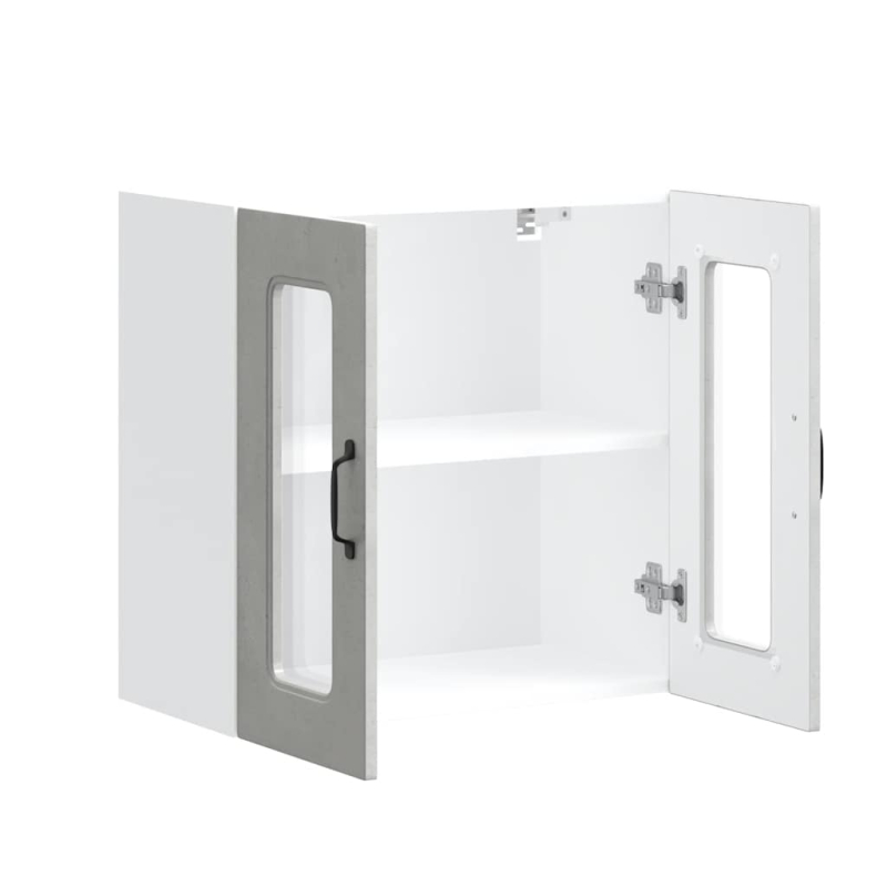 Küchen-Hängeschrank mit Glastür Kalmar Betongrau Holzwerkstoff