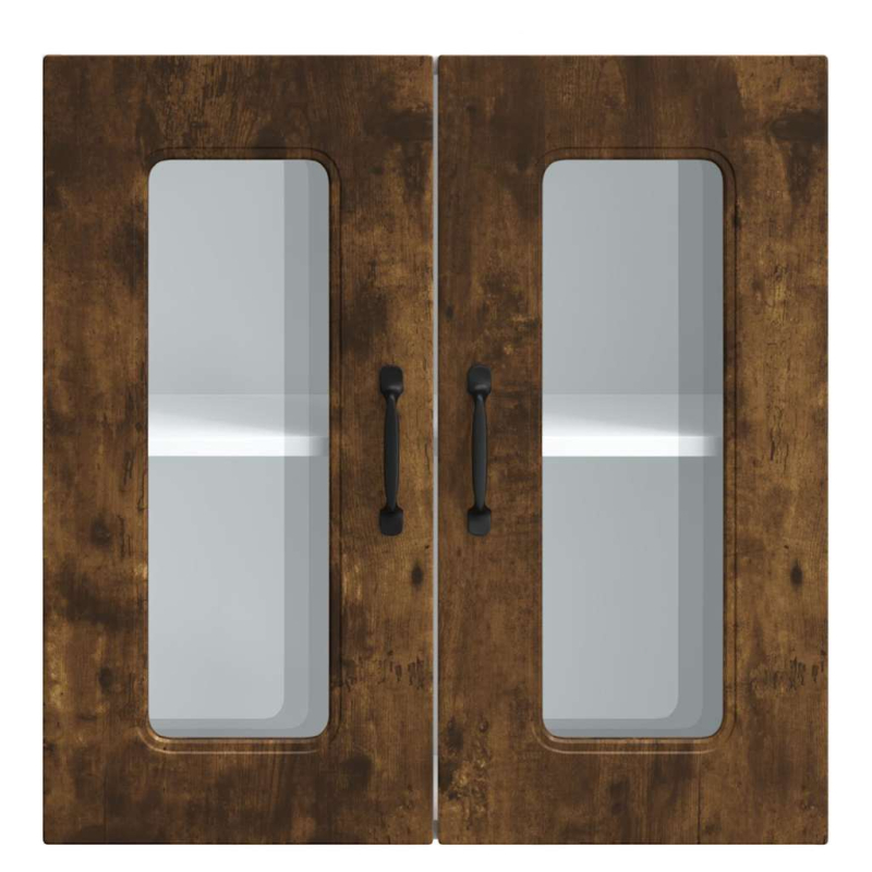 Küchen-Hängeschrank mit Glastür Kalmar Räuchereiche Holzwerkstoff