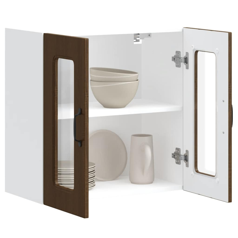 Küchen-Hängeschrank mit Glastür Kalmar Braun Eichen-Optik