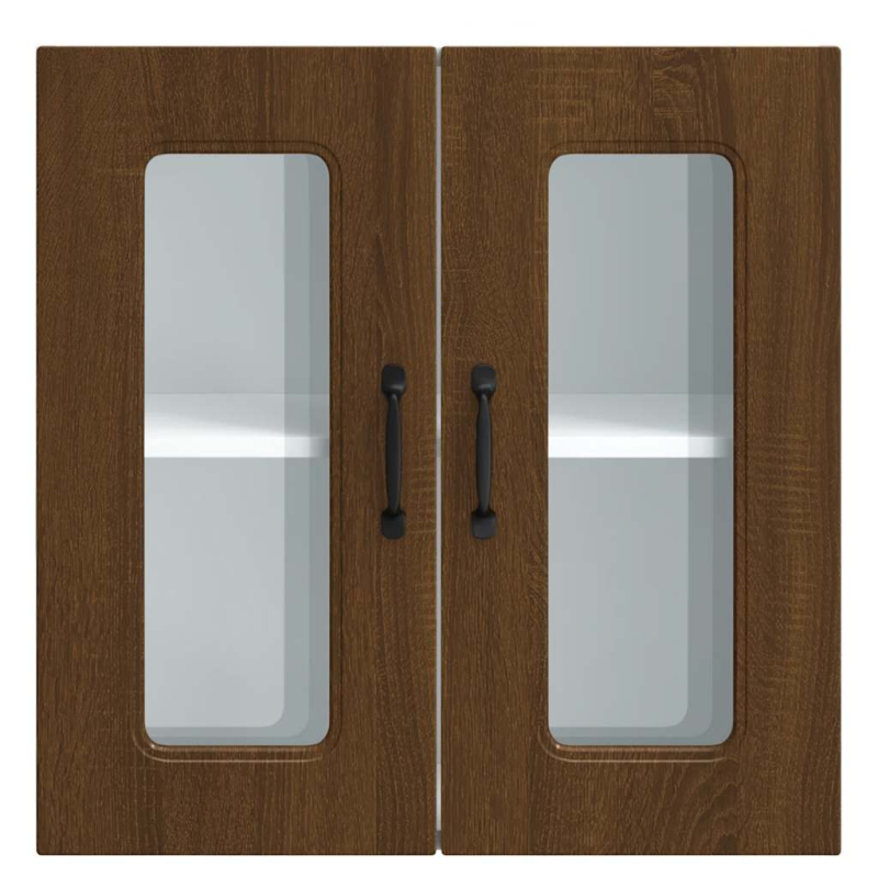 Küchen-Hängeschrank mit Glastür Kalmar Braun Eichen-Optik