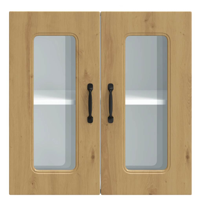 Küchen-Hängeschrank mit Glastür Kalmar Artisan-Eiche Holzwerkstoff