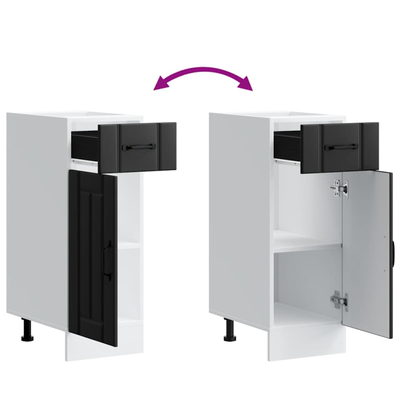 Küchen-Unterschrank Lucca Schwarz Holzwerkstoff