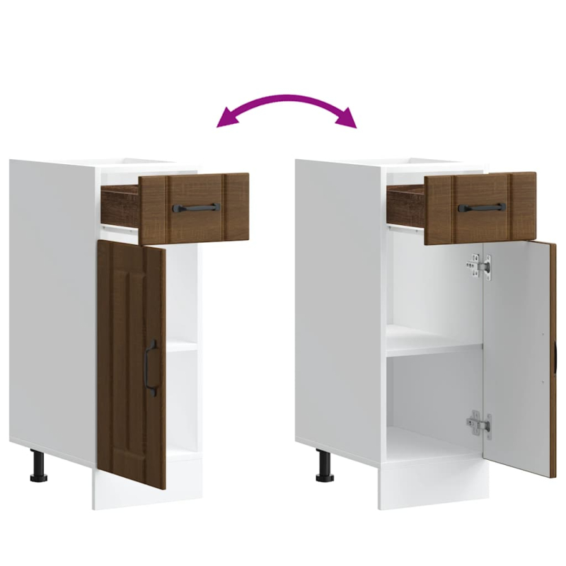 Küchen-Unterschrank Lucca Braun Eichen-Optik Holzwerkstoff